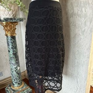 Bar III Elegant Black Lace Midi Skirt